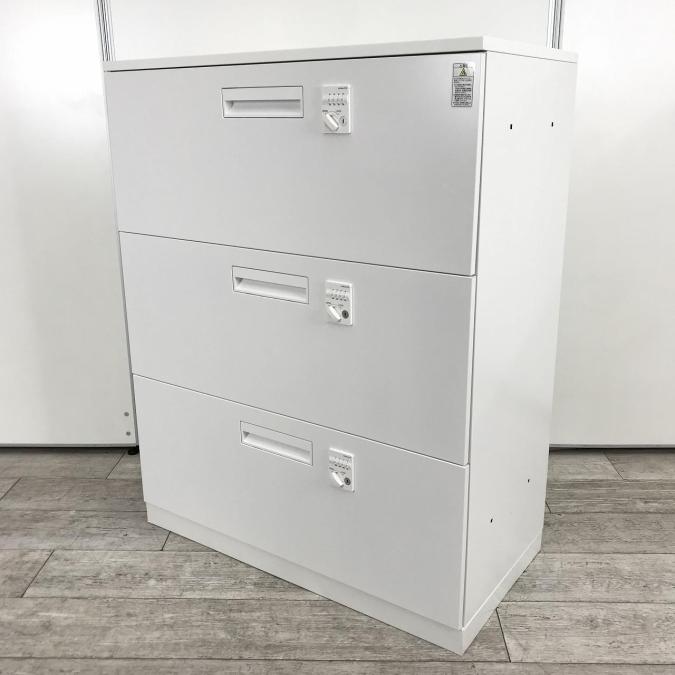 【在庫入替セール品！】非常にお買い得なダイヤル錠タイプの3段引き出し型書庫！各段ごとでの施錠が可能な優れもの！
■コクヨ/エディア/ホワイト　天板付き
                        エディア
                                    中古
            