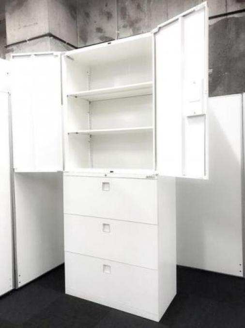 【中古】レクトライン オカムラ/okamura ハイキャビネット／両開き＋3段ラテラル 474140 - 中古オフィス家具ならオフィスバスターズ