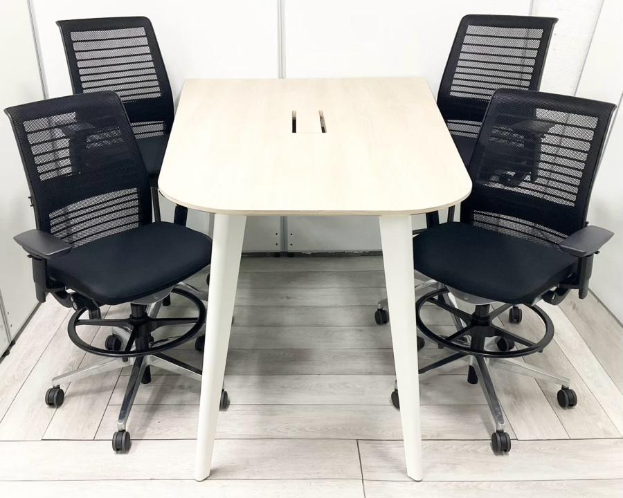 引取限定 オフィス家具 会議テーブルチェアセット 椅子4脚 OKAMURA