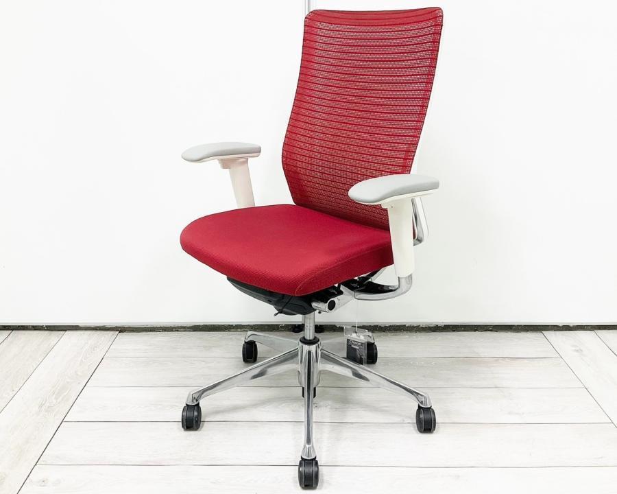 【在庫入替セール品！（本在庫限定価格）】【満足度の高い座り心地！】上質なクッション！機能性充実！■オカムラ　コーラルチェア　可動肘付　レッド　■高機能で長時間のデスクワークも快適にサポート
                        コーラルメッシュ
                                    中古
            