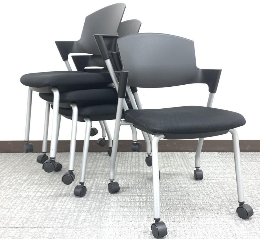 【4脚1セット価格お得】売れ筋ミーティングチェア！移動ラクラクキャスター付き※背もたれ樹脂タイプ◆コクヨ製
                        プロッティチェア
                                    中古
            