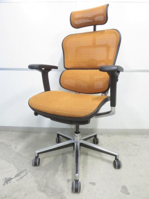 【人気のヘッドレスト付タイプ入荷！】■エルゴヒューマンチェア　可動肘付　オレンジ　■人間工学に基づいた快適な座り心地！★
                        ベーシック
                                    中古
            