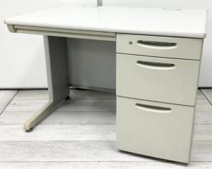 【スタンダードなコンパクトデスク！】【収納スペースも充実で使いやすい！】■オカムラ（okamura）　SD-Vシリーズ　片袖机　■ライトグレー　■シリンダー錠　 上段引き出し：H7.5㎝