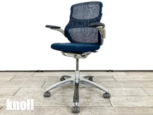 Knoll/ノール　Genearation/ジェネレーションチェア　エルゴノミックチェア　ブルー　ハイパフォーマンスアーム　アルミミラー脚