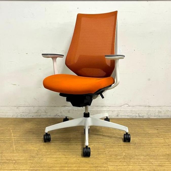 コクヨ　デュオラチェア　メッシュタイプ　固定肘　タンジェリン（オレンジ）×ホワイトフレーム　ランバーサポート付き
                        デュオラ メッシュ
                                    中古
            