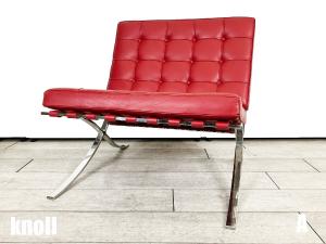 Ａ）knoll/ノール　本革 バルセロナチェア　ミース・ファンデル・ローエ　レッド　正規品