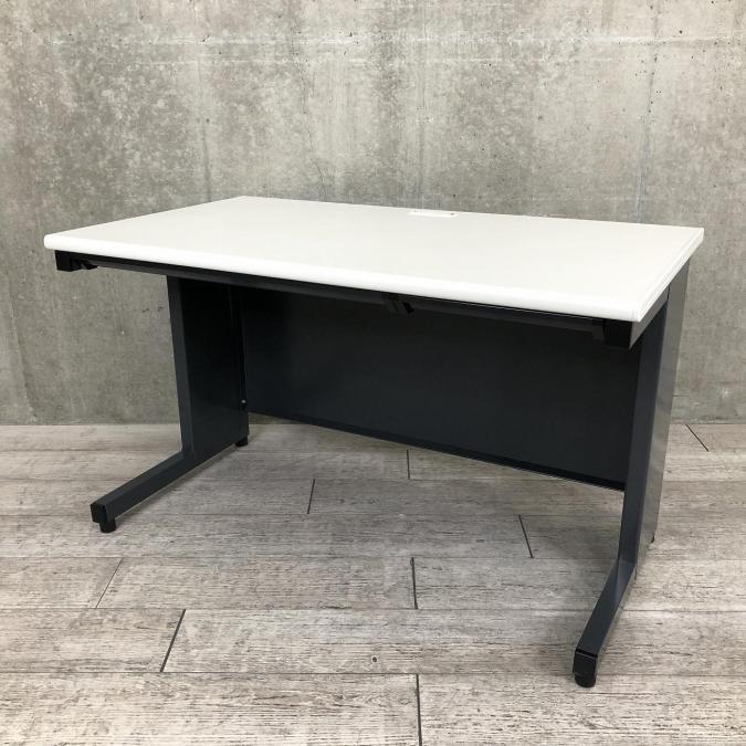 プラス スチールOAデスク フラットライン 片袖机 天板：メープル/脚：ホワイト 幅1000×奥行600×高さ700ｍｍ 1台（2梱包） - アスクル