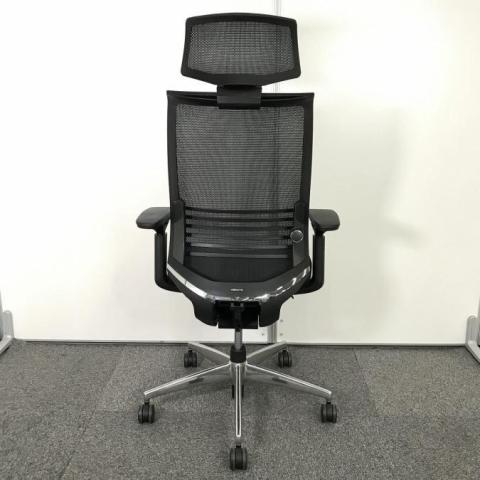 C687BW FSF7|オカムラ シルフィー ハイバック 布張 白ボディ アルミ脚 可動肘 ベージュ 1脚（直送品） - アスクル