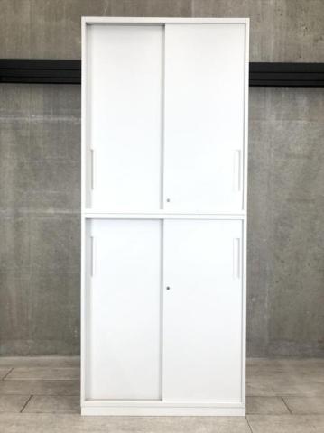スチール 書庫 内田洋行 ① グレー 横幅 約90cm 高さ 185cm カギ付き 観音開き 中古