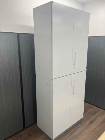 スチール 書庫 内田洋行 ① グレー 横幅 約90cm 高さ 185cm カギ付き 観音開き 中古