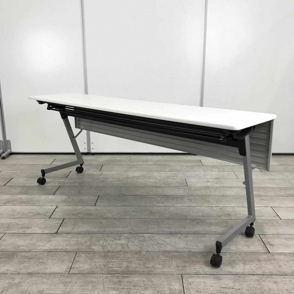 【会議室の作成や増設に！平行スタックで省スペース！】■イトーキ（ITOKI）　HXシリーズ　サイドスタックテーブル　ミーテイングテーブル　■W1800×D450㎜　■ホワイト　■幕板付き（色：グレー）　■キャスター付き
                        HXシリーズ
                                    中古
            