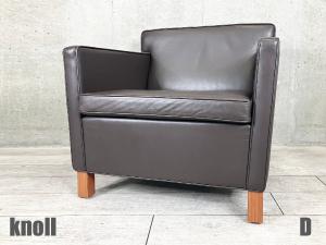 D）knoll /ノール 　クレフェルド ラウンジチェア　Mies van der Rohe / ミースファンデルローエ　本革　ブラウン　シングルソファ
