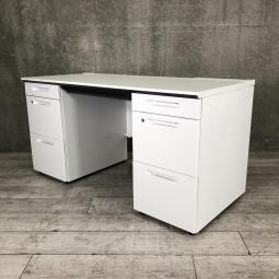 【大容量の両袖デスク！ワーカーが求めるデスクの環境を実現！】■コクヨ(KOKUYO)　iSデスク　 両袖机　幅1400㎜　■ホワイト　■シリンダー錠