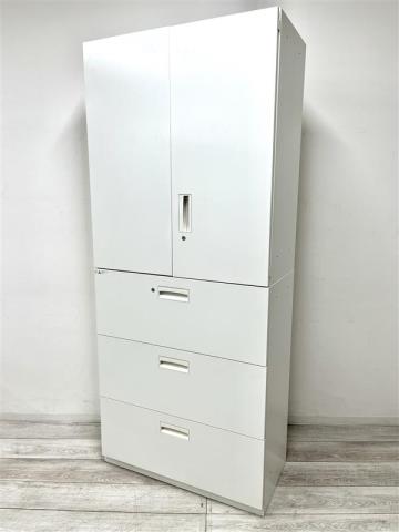 【中古】DSK書庫  ダイシン工業 ハイキャビネット／両開き＋3段ラテラル