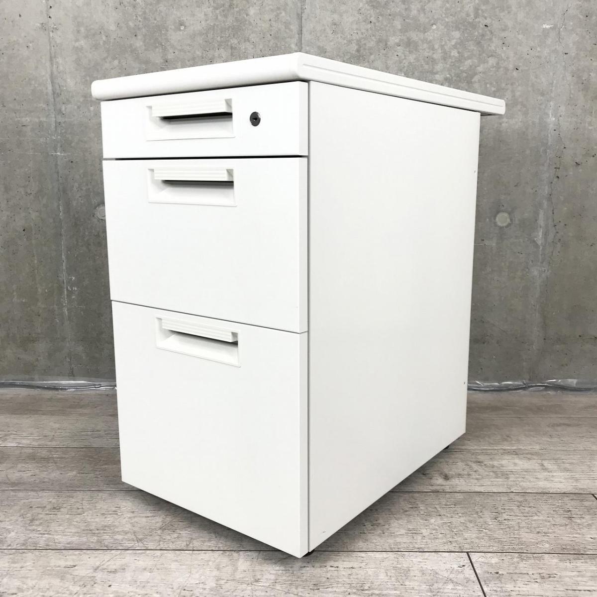 中古】JSシリーズ JS-047D-3 WH プラス/PLUS 脇机3段 509222