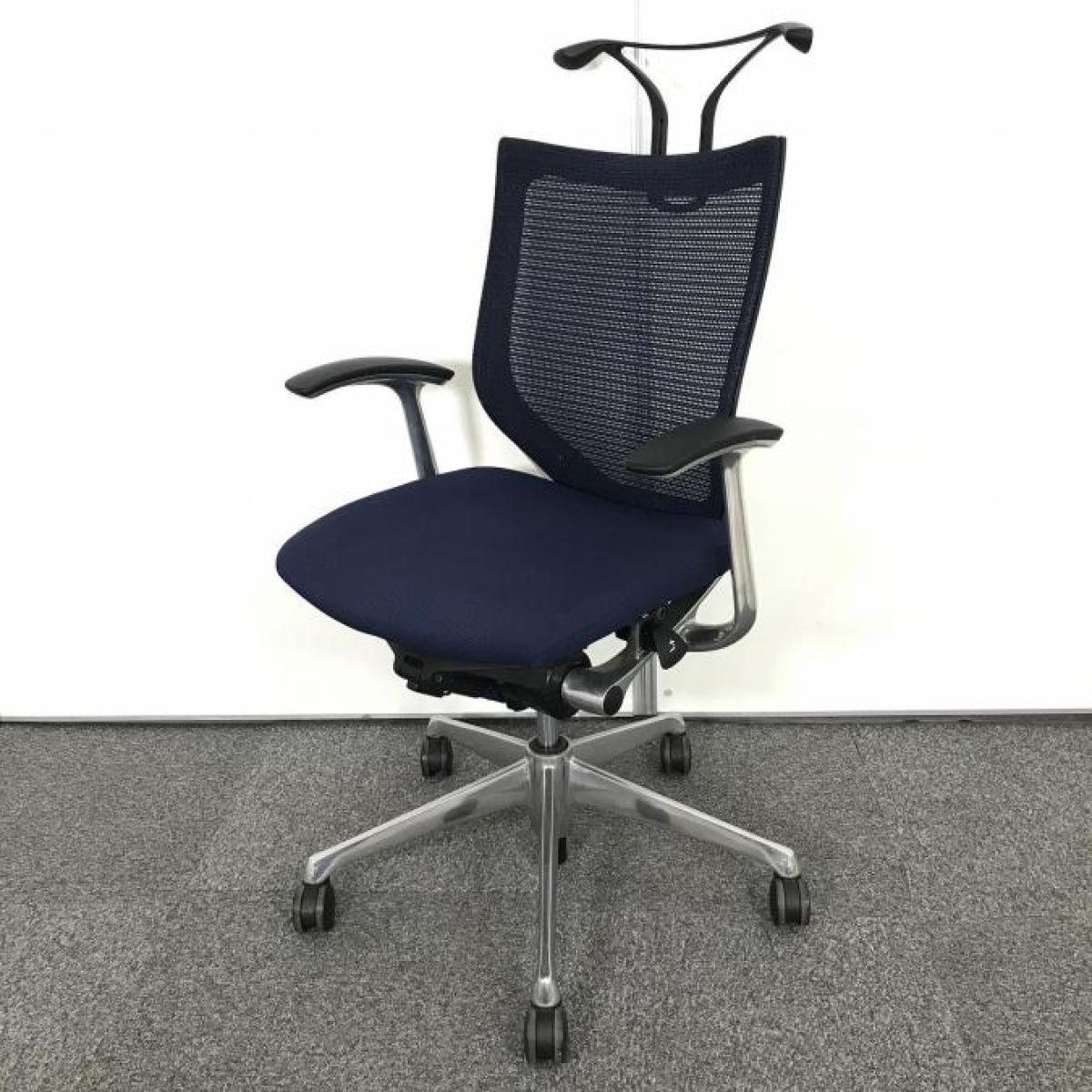 【在庫入替セール品】オカムラ(okamura)　バロン(baron)　肘付ローバックチェア　　ブルー(ダークブルー)　　固定肘付き　　メッシュ背面　クッション座面
                        バロンチェア
                                    中古
            