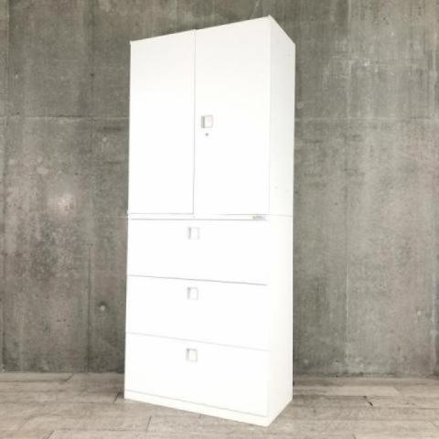 【中古】レクトライン  オカムラ（okamura） ハイキャビネット／両開き＋3段ラテラル