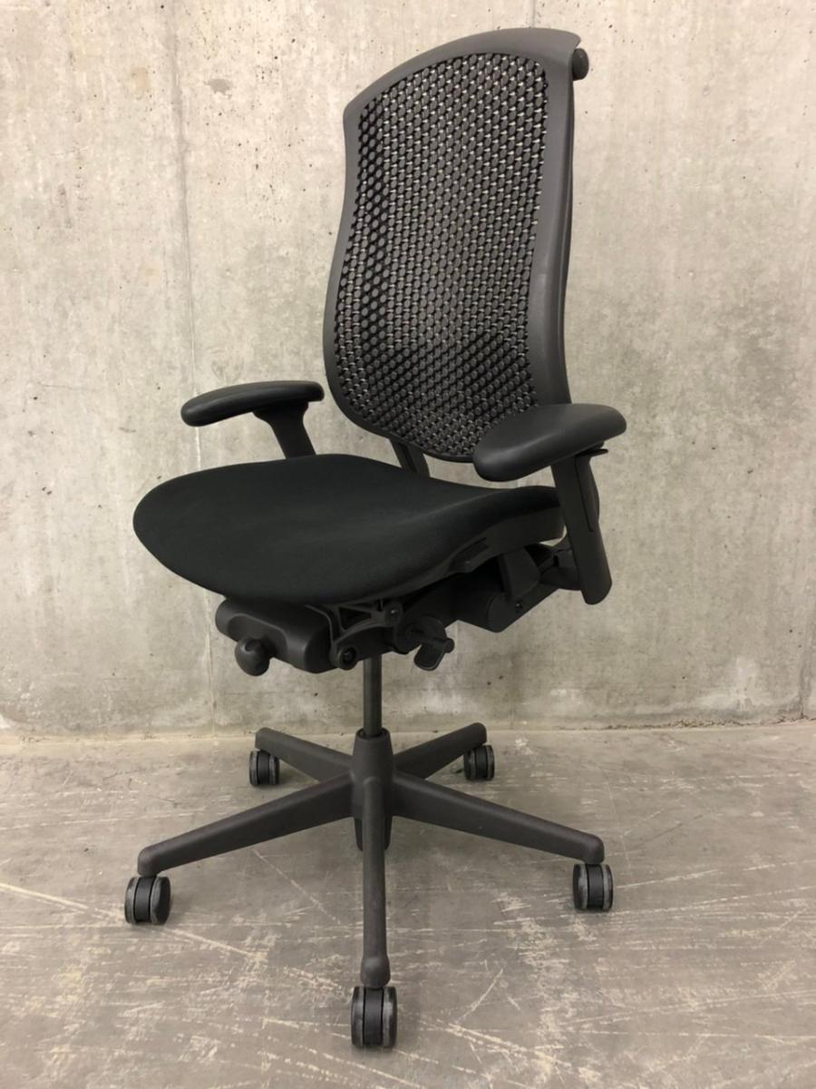 【強い耐久性能と快適な座り心地を兼ね備えたパワフルなチェア！】■ハーマンミラー（HermanMiller）　セラチェア（Cella）　 肘付き　ハイバックチェア　■背面メッシュ　■可動肘　ランバー付き　■ブラック　※キズあり
                        セラチェア
                                    中古
            