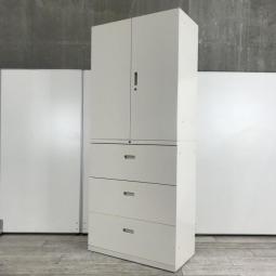 【頑丈な国内メーカー製！】　汎用性抜群！大容量書庫入荷！クロガネ製 (KUROGANE)　書庫セット　両開き　引き出し3段　抜群の収納力で書類をスッキリ整理【コスパ◎】