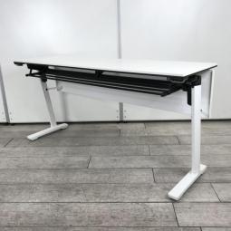 【在庫入替セール品】【折りたためるミーティングテーブル！】【】■KOKUYO（コクヨ）製　サイドスタックテーブル　■キャスター付　■ホワイト　【弊社使用欄：A00993468】