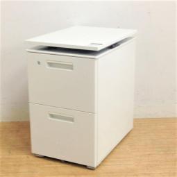 【用途は様々なレベルアップワゴン！天板昇降ワゴン入荷！】■コクヨ製　GTワゴン　2段ワゴン　■ホワイト　■シリンダー鍵【脇机としても！】