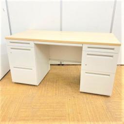 【1台入荷】ウチダ　スカエナ　両袖机　配線：S type　ナチュラル天板　十分な収納機能　カギ付き　シリンダー錠