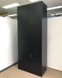【ブラックの上下書庫がセール価格！】◆オカムラ/レクトライン　黒　おしゃれ　博多　天神　中古　オフィスバスターズ