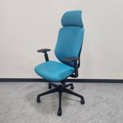 【大人気商品のヘッドレスト付きが入荷しました！】/オススメ(おすすめ) /人気商品【弊社使用欄：A01009831】オカムラ（okamura）シルフィ(Sylphy)チェア　色：ブルーグリーン　ブラック（黒）フレーム　エクストラハイバック　可動肘付き