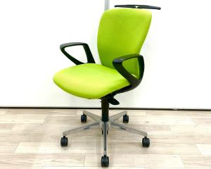 【在庫入替セール品】■Okamura/オカムラ　■スラート (Sulato)　■ライムグリーン×ブラックフレーム　■ローバック　■肘付き/サークル肘　■オススメ/人気/定番商品【弊社使用欄：A01010135】【ID】