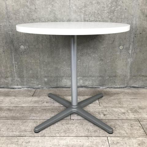 【会議用としても！休憩室用としても！ちょっとした作業テーブルとしても人気の高い万能な丸テーブルが入荷！】■パブリック製　丸テーブル　会議用　リフレッシュスペース　W750㎜　■天板：ホワイト/脚：シルバー