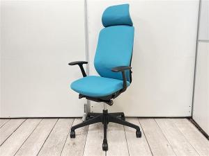 ☆人気のヘッドレスト付！数量限定入荷！【背のカーブを変えられる！新感覚のオフィスシーティング！新感覚のオフィスシーティング！】■オカムラ　シルフィーチェア　デザインアーム付　ブルーグリーン 　エクストラハイバック仕様