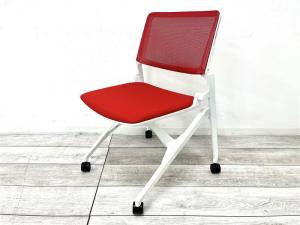 【定価約7万円】【明るいレッドカラーのネスティングチェア】■オカムラ/マルカ　■ネスティングチェア　■レッド