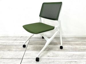 【定価約7万円】【落ち着いたグリーンカラーのネスティングチェア】■オカムラ/マルカ　■ネスティングチェア　■グリーン