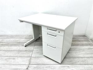 【定番サイズの幅1000㎜！オーソドックスな片袖デスクが入荷！】■プラス（PLUS）製　フラットライン(furatto_rain)　片袖机　引き出し付き　幅1000mm　■ホワイト