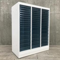 【書類や備品の保管・収納にオススメ！】■コクヨ製　クリスタルトレーキャビネット　ホワイト天板付　3列16段タイプ（浅型10段・深型6段）