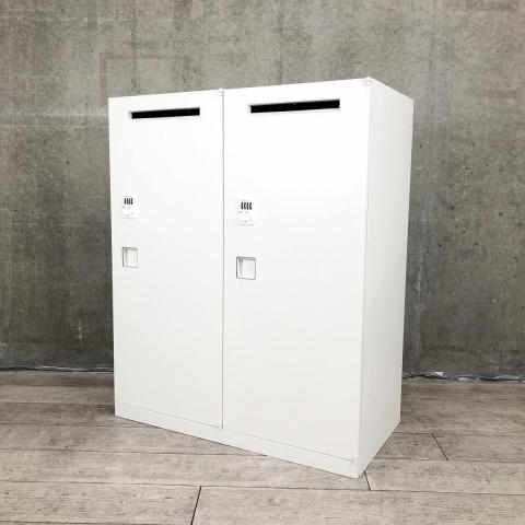 【書類を投函できる投入口も搭載！ダイヤル錠タイプで鍵の紛失などの心配がなく管理がしやすい！】■オカムラ（okamura）製　レクトラインシリーズ　2人用パーソナルロッカー　投函口付　■ホワイト　■ダイヤル錠　※非常解錠キーは付属しておりません。ご希望の際はご相談くださいませ。【弊社使用欄：A01013598】