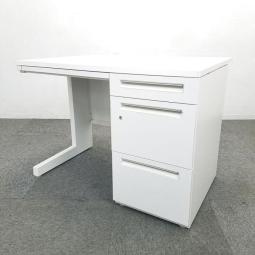 【内田洋行製の定番デスクが入荷致しました！】中古　片袖　ホワイト　W1000　H720　増員　入れ替え　シリンダー錠　オフィスバスターズ　心斎橋店