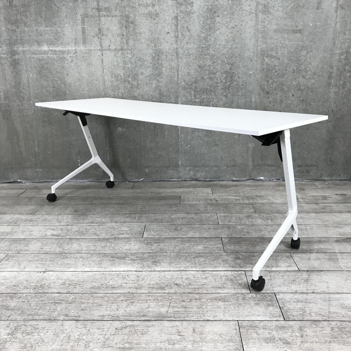 【定価約6万円】【折り畳み収納可能！キャスターでフレキシブルに移動！】■イトーキ（ITOKI）　スレント　サイドスタックテーブル　ミーティングテーブル　■ホワイト　■幕板無し　■キャスター付き
                        スレント
                                    中古
            