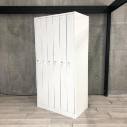 【個人の衣服や荷物をしっかり管理！使い勝手の良い6人用更衣ロッカー！】■オカムラ（okamura）製　FZシリーズ　6人用更衣ロッカー　■ホワイト　■シリンダー錠 【増員にもおすすめ！！】