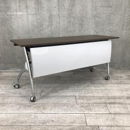 【スタイリッシュで上質なデザイン！】■イトーキ製　サイドスタックテーブル　幕板パネル付　 W1500×D600×H700mm　ブラウン木目【折りたたみテーブル】【ITOKI　LILISH】