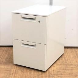 【奥行きスリムなワゴン！】■プラス　LEED　ホワイト■2段収納で広々使える！【珍しい奥行き420mm】