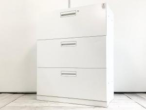 ファイル収納にオススメの引出し型キャビネット！高品質かつ使いやすい定番書庫！
■コクヨ/エディア(EDIA)/ホワイト　3段ラテラル書庫