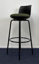 【在庫入替セール品】【ファブリック性の座面とブラックカラーの脚がオシャレな空間を演出！】■オカムラ（okamura）　ピルエットシリーズ　カウンターチェア　リフレッシュスペース　■グリーン　■座面回転式　ABW