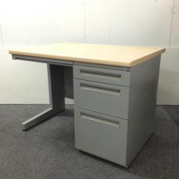 【ナチュラル×グレーのオフィスデスクが10台入荷しました！】内田洋行　FEED　ナチュラル×グレー　オフィスバスターズ　東大阪店　中古　片袖机　収納