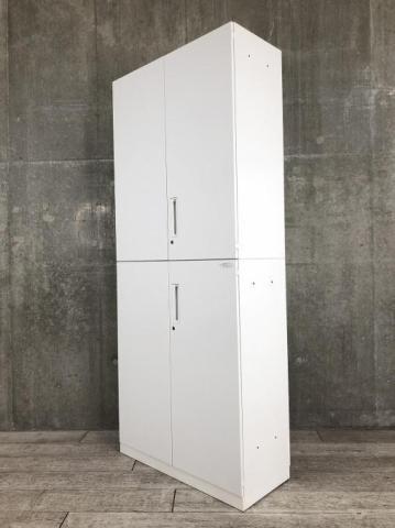 【観音開きですべての書類を見渡せ、必要な書類がラクに取り出せる！人気の書庫セット】■コクヨ（KOKUYO）製　エディア（EDIA）　上下両開き書庫セット　ハイキャビネット　■ホワイト　■シリンダー錠