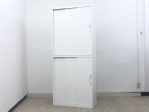 【省スペースに最適！！上下引き違いの人気キャビネット！】オカムラ　レクトライン　引違い上下書庫セット　　キャビネット　【引き戸タイプのため扉開閉スペースの確保が不要！】【IB】