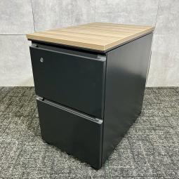 【☆天板付きの2段ワゴンが入荷☆】◆コクヨ/GX　ワゴン　脇机　黒　木目　おしゃれ　博多　天神　オフィスバスターズ　中古　九州最大級