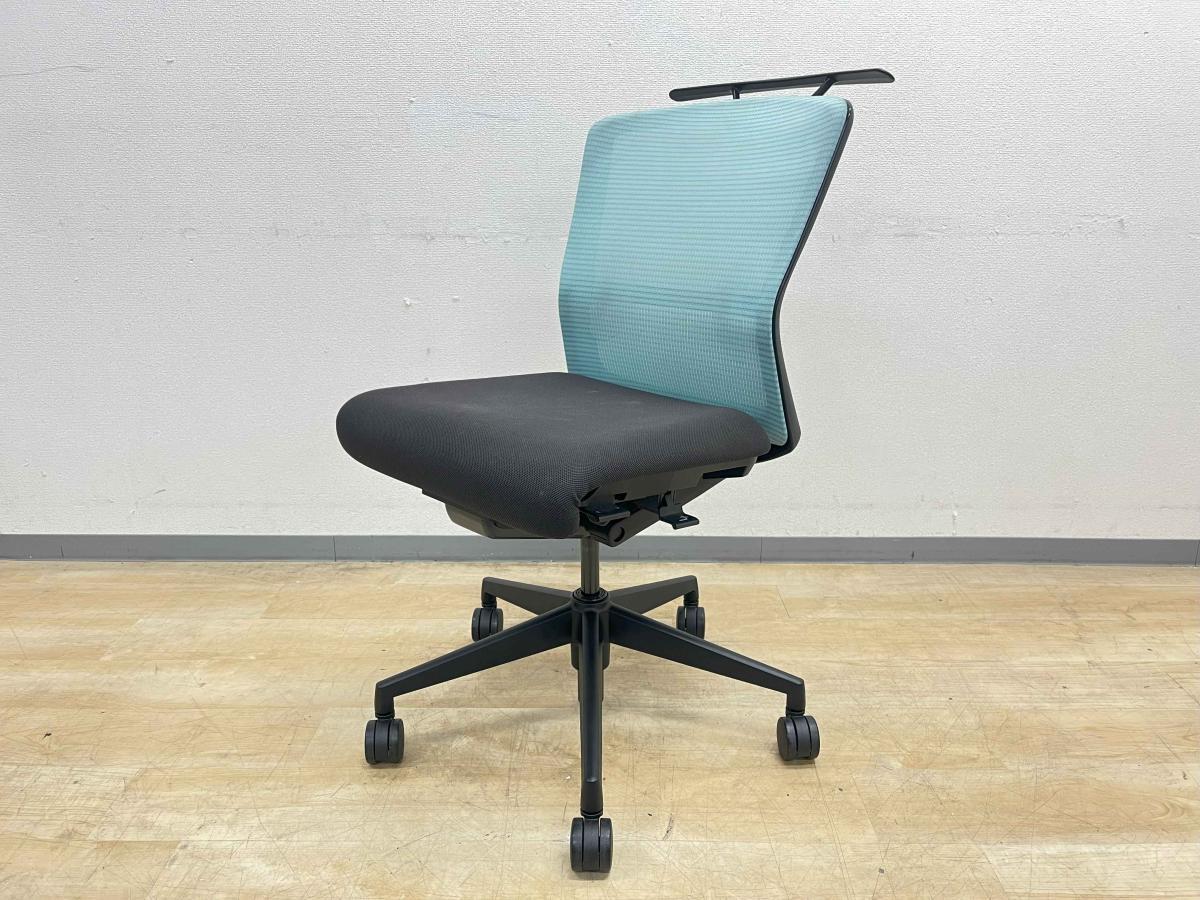 事務イス　メッシュ　ブルー　ウチダ製エルフィ　　ELA2-00B 中古】エルフィ ELA2-00B ウチダ/UCHIDA 肘無ハイバックチェア 523717