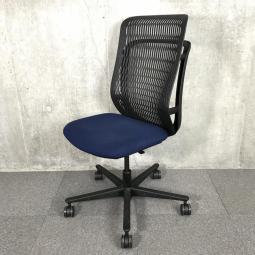 【在庫入替セール品】【長時間座る人の背中を優しくサポート！】■ウチダ製　AJチェア　肘無し　ハイバック　■座面ブルー×背面ブラック　■背面樹脂メッシュ【弊社使用欄：A01000813】