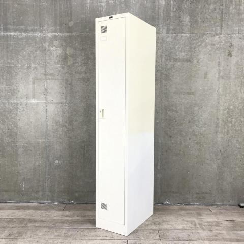 【西】★納品・設置に関してご気軽にお問い合わせください！！！★【コンパクトな1人用縦型ロッカー！道具入れにも！】■ウチダ（UCHIDA）　システムロッカー　更衣ロッカー　1人用ロッカー　W320㎜　■ホワイト　■シリンダー錠【熊本オフィス家具】【熊本中古家具】【中古事務什器】【中古チェア】【中古椅子】【半導体】